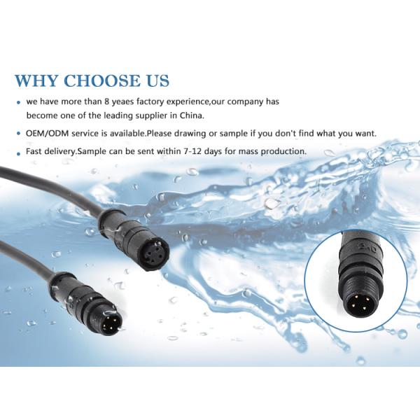 IP68 M8 Waterproof Connector 2-12 Pin 1-50A Nylon Plug