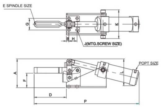 12050 A Pneumatic Toggle Clamp , Pneumatic Hold Down Clamps Destaco 802