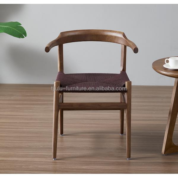 Modern Wooden Dining Chair with Wishbone Design and Antique Rope Seat