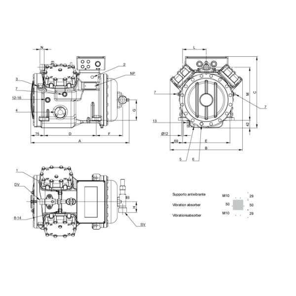Полугерметический холодильный компрессор Frascold S10-52Y 10HP 7.5кВт