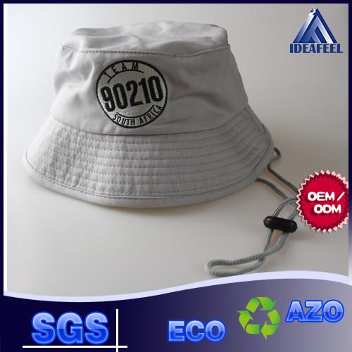 100% Twill Cotton Grey Broad Brimmed Hat Embroidery Logo / Black Plastic Button Available
