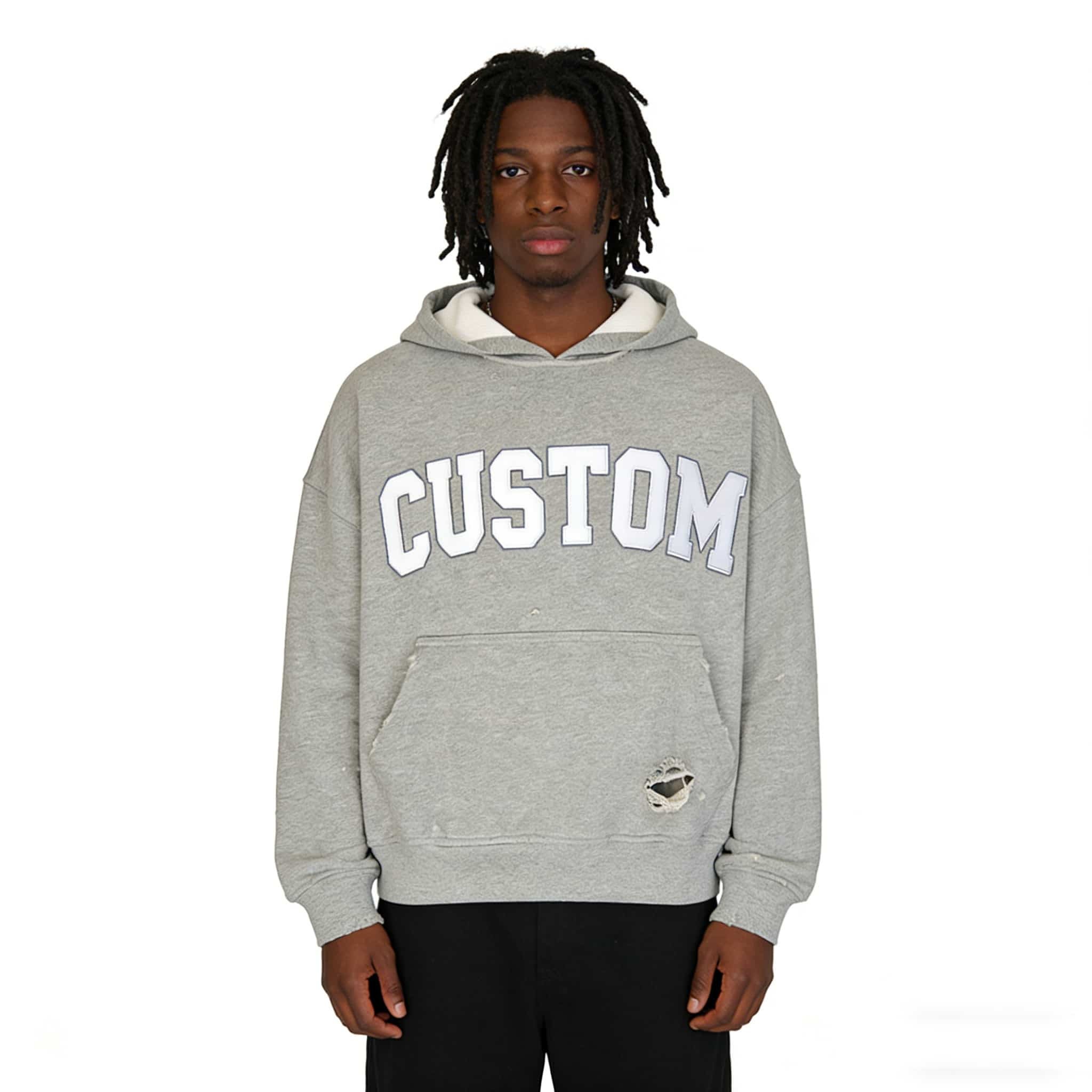 Custom Distressed 400GSM Heavyweight Boxy Fit Pullover Hoodie for Streetwear Brands