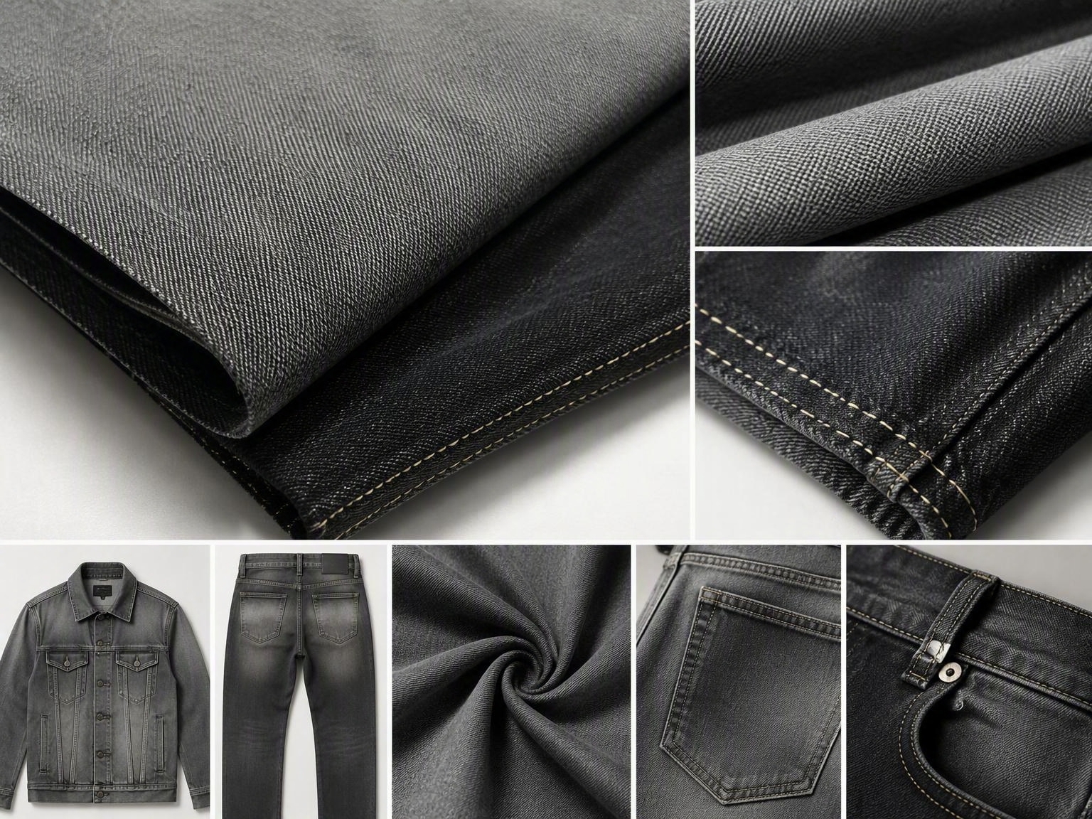 Black Denim Fabric | TLH10026-13GG Stretch Black Denim With BCI & OEKO-TEX Certification
