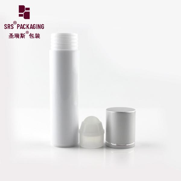 Hot sale cosmetic glossy white color 1oz plastic deodorant roll on bottle