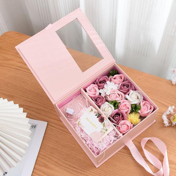 Rigid Cardboard Jewelry Flower Gift Packaging Box Custom Logo Printing