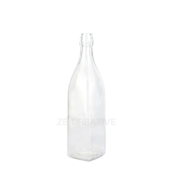1000ml Flint Square Glass Water Bottle Swing Top For Juice 650g CY-805