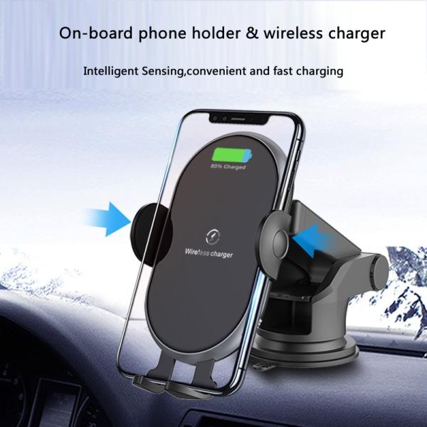 10W Black Suction Cup Qi Wireless Car Charger 5V 2A 75% Fast Charge