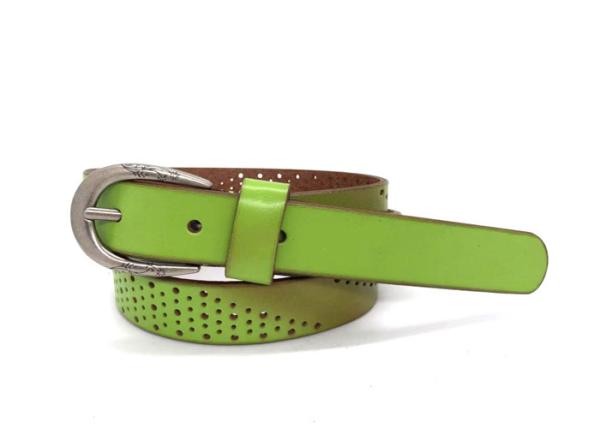 Fashionable Green Leather Belt For Women With Pin Buckle 90-110cm
