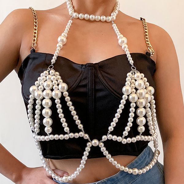 European and American Body Chain Bikini Size Bead Chain Waist Chain Wholesale Price Multi-layer Imitation Pearl Simple Sexy