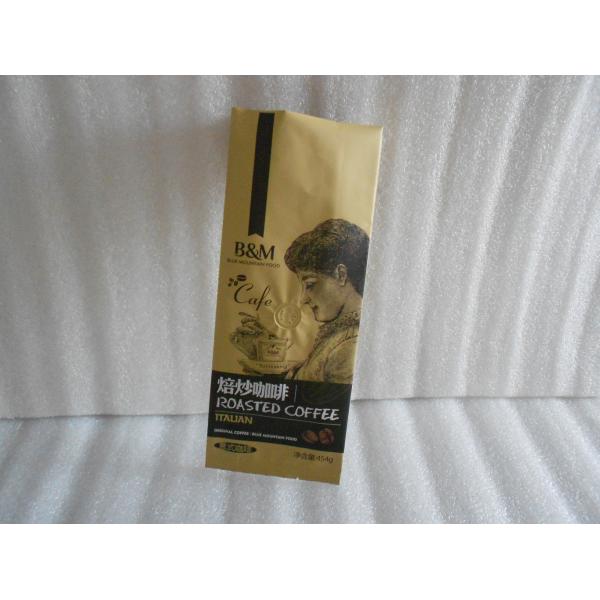Gold Square Bottom Aluminum Foil Bags Printed Matte Finish For Coffee Packaging