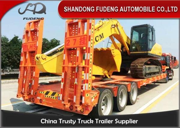 3 axles 12 tires low bed trailer, 50 ton capacity Mechanical suspension
