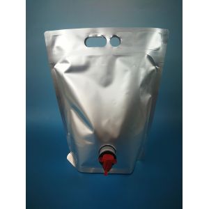 Custom  1L 2L 3L  Beverage Packaging Bag Aluminum Plastic Packaging Bags with Wine Value and Handle Hole for Wines and Coffee