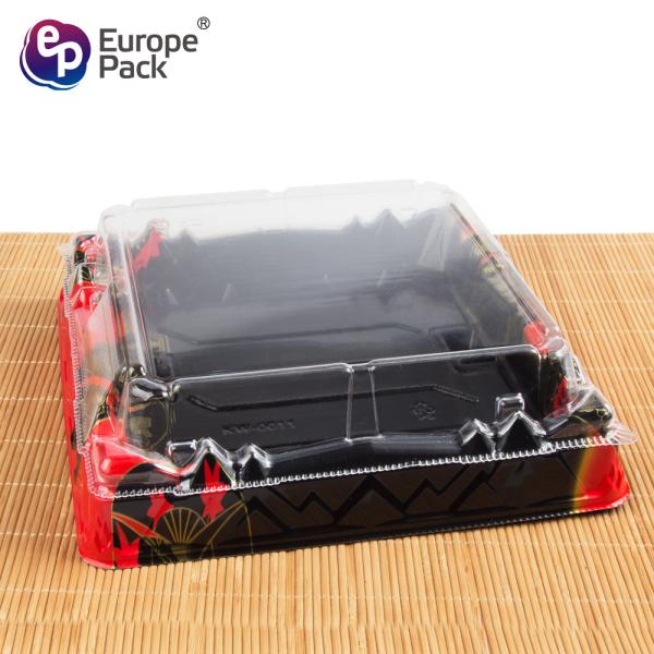 arrival take away cheap plastic fresh seafood package sushi serving tray