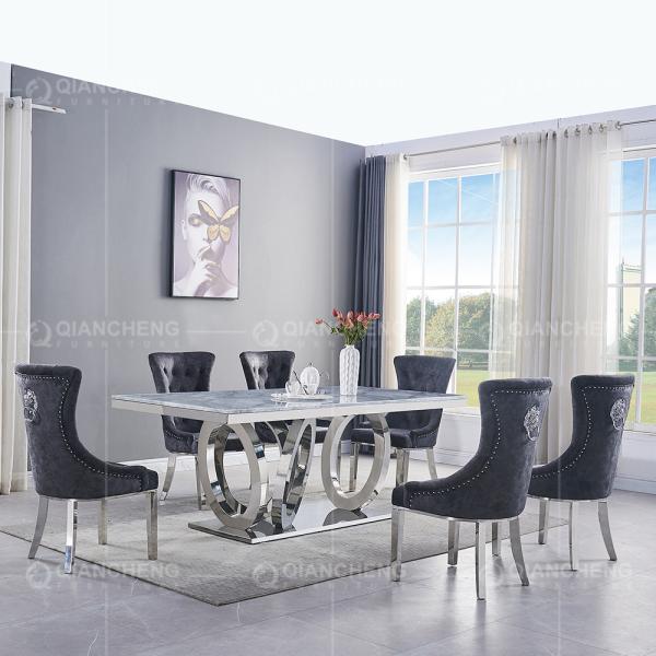 20 - 40mm Marble Stone Gold Stainless Steel Furniture 10 Seater Dining Table Sets