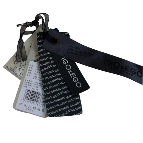 Black Safe Pin Clothing Hang Tags , Black Recycle Paper Ribbion Hoop