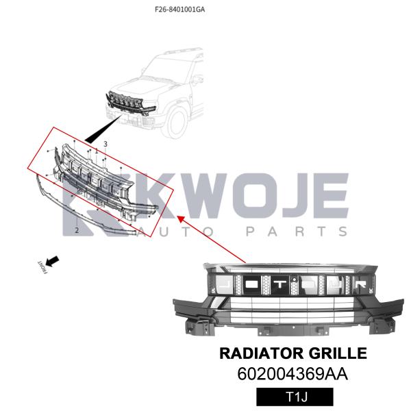 Rejilla del radiador para Chery Jetour 602004369AA-T1J