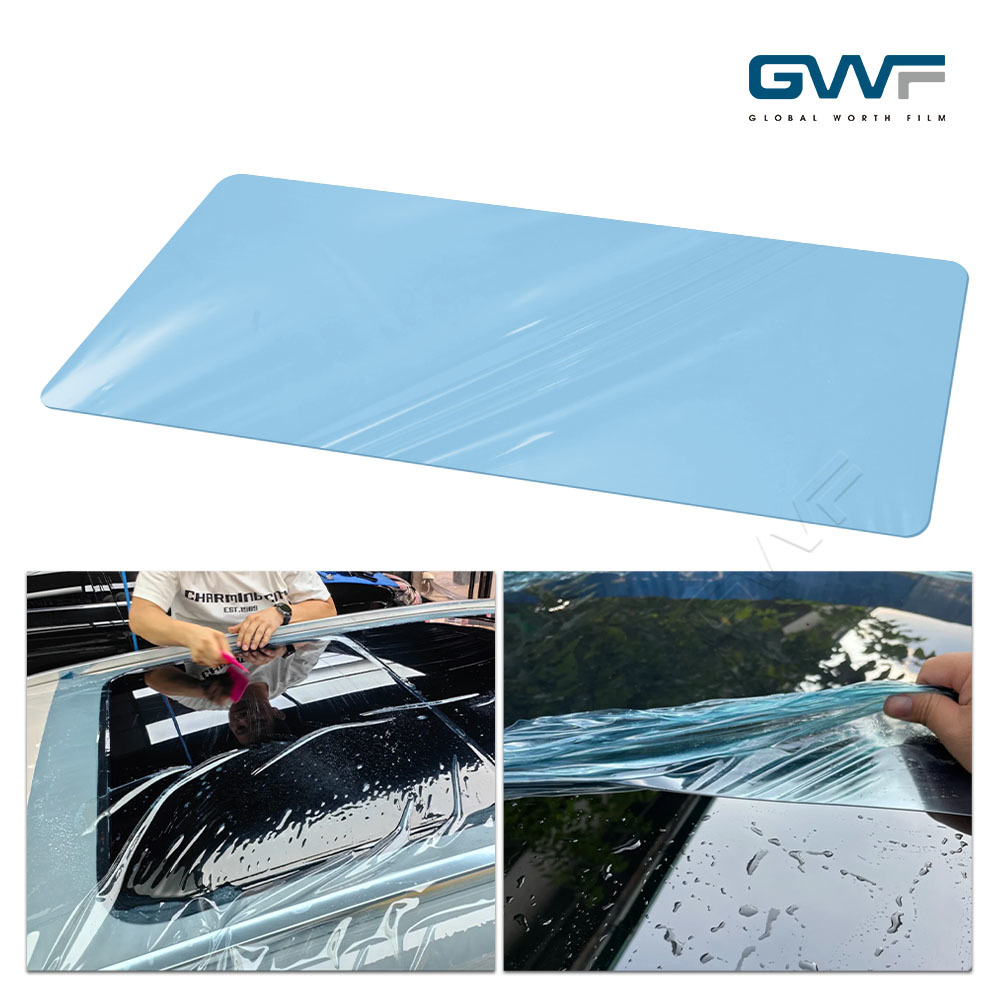 Sky Blue Panoramic Sunroof Film Self Healing TPU Protective High Transparency Sunroof Film