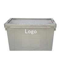 Nestable Crate Storage Plastic Containers moving box Stackable Attached Lid Containers