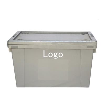 Nestable Crate Storage Plastic Containers moving box Stackable Attached Lid Containers