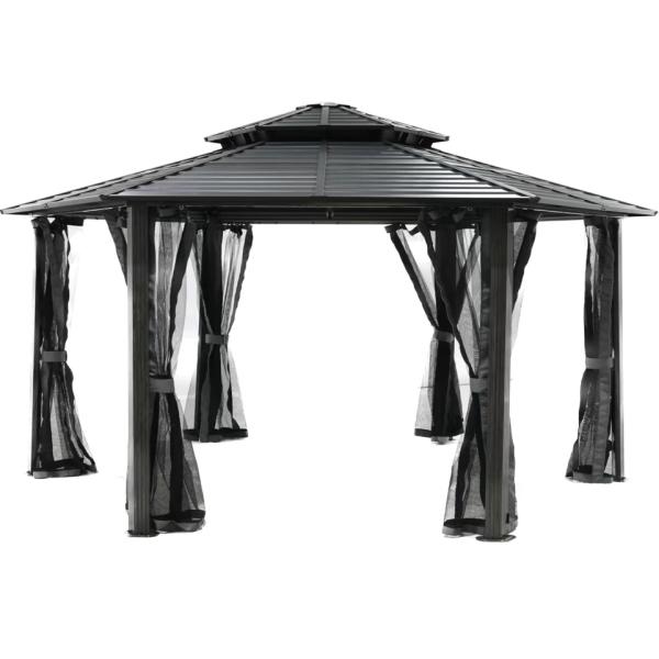 3X3X2.2M Aluminum Louvered Pergola Garden Sunshelter with Polyester Frame Material