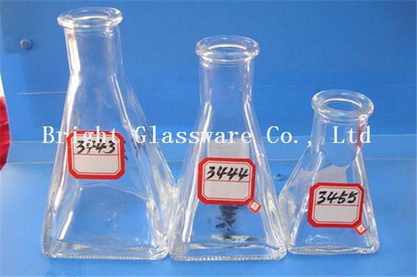 triangle shape glass bottle, perfume glass bottle wholesale