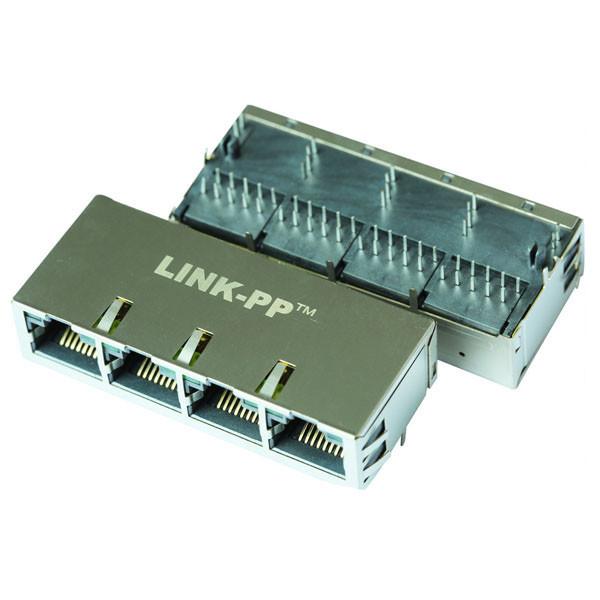 RTC-134AAK1A 1x4 Side Entry Multi - Port RJ45 Receptacle With LEDs LPJGF47405A8NL