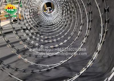 steel blade 2.5mm Concertina Barbed Wire , Snake Belly Razor Ribbon Wire