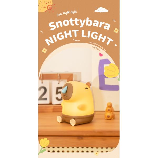 Lámpara de mesa Snottybara Animal recargable dibujos animados creativos Capybara lámpara de noche de silicona