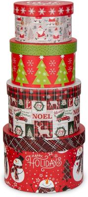 Christmas Gift Boxes With Lids For Presents Round Gift Boxes With Lids Set Of 4 Nesting Christmas Boxes For Flowers