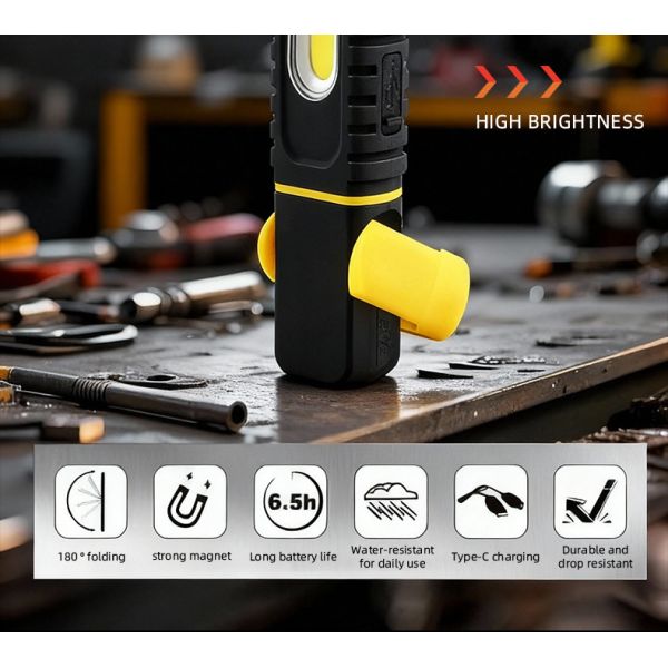 Rotatable LED Flashlight with Magnet Charging Car Repair Inspection Lamp Flashlight Work Lamp Auto Repair Maintenance Lamp