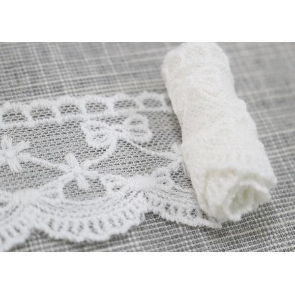 White Embroidered Lace Trim For Smocked Dress / Lace Ribbon Embroidery Fabric
