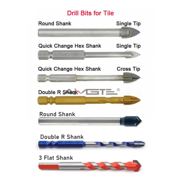 Straight Hex Shank 3mm 6mm Single Cross Carbide Tip Marble Ceramic Glass Tiles Drill Bit for Glass Ceramic Tile Marble