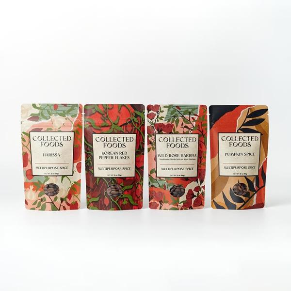 56g 2oz Spice Window Kraft Paper Bags Resealable Smell Proof