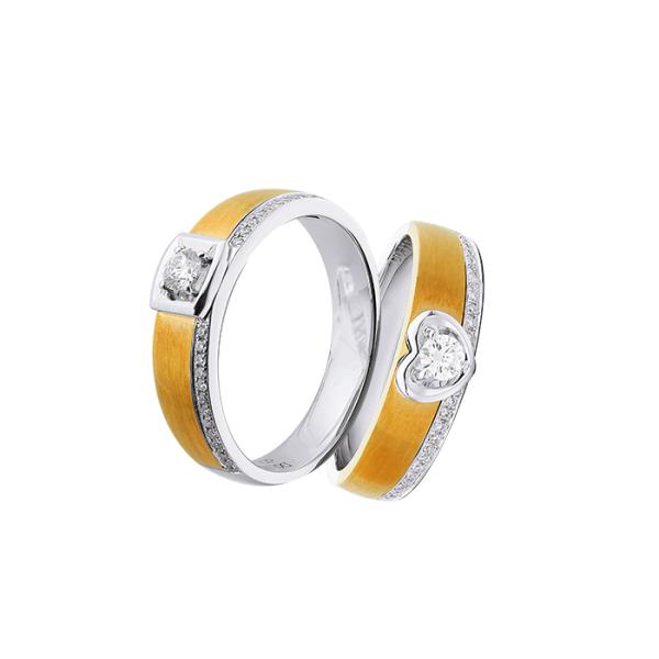 Diamond Double Color Stitching Women9 Men19 Wedding Pair Rings