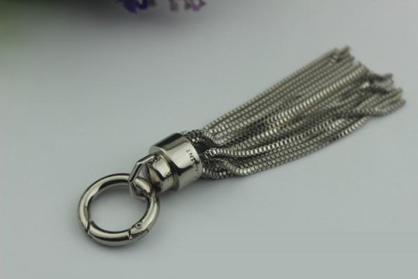 High quality modern design tassel custom zinc alloy gunmetal colors 115 mm length metal tassel with metal cap
