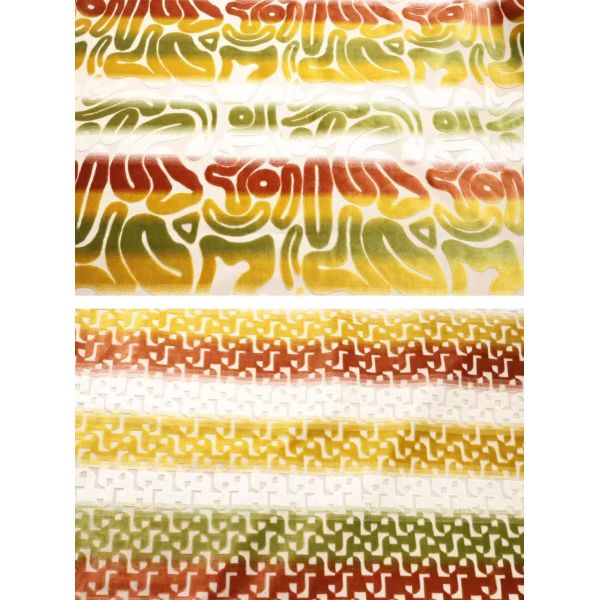 Gradient Geometric Jacquard Velvet with Color Stripes---Homelike