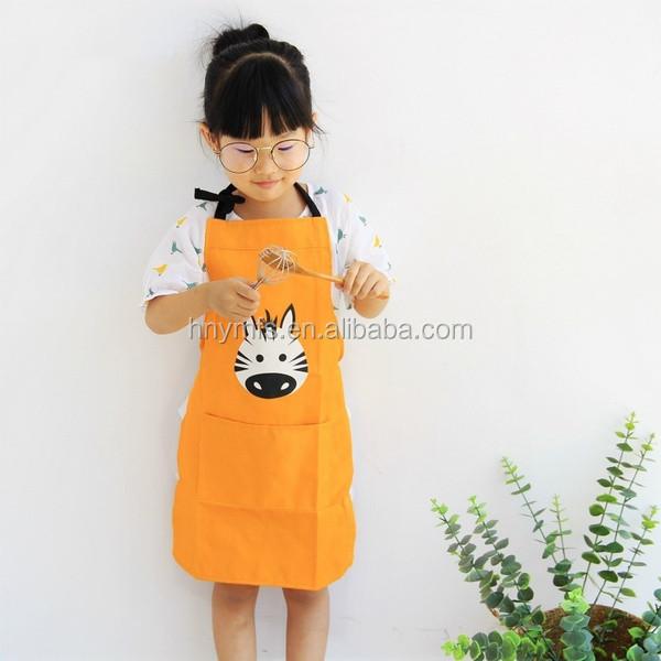 Custom Design Print Logo Christmas Halloween Beige Full Printing Long Chef Cooking Kitchen Bib Cotton Line Apron with Pockets