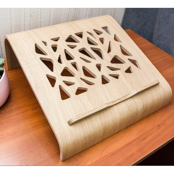 Functional Wooden Laptop Stand Space Saving Cooling Ventilation Computer Desk Raiser