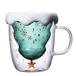 Da caneca de vidro dobro da parede da árvore de Natal criativo bonito para o ODM do OEM do presente do festival