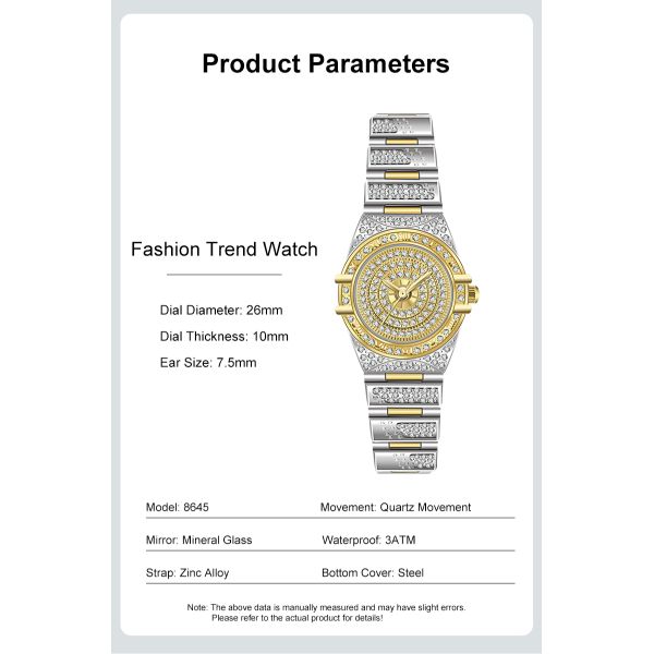 Luxury Women's Quartz Watch with Rose Gold Bracelet - 3ATM Water Resistance | Wholesale Manufacturer in Shenzhen, China
