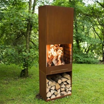 Rectangular Column Corten Steel BBQ Grill Fire Pit Rustproof