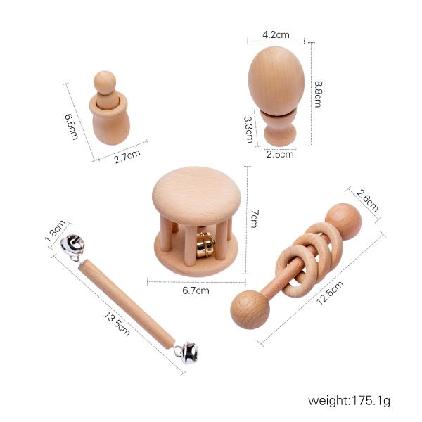 График простукивает 7Pc деревянное Teether для кольца прорезывания зубов младенца деревянного