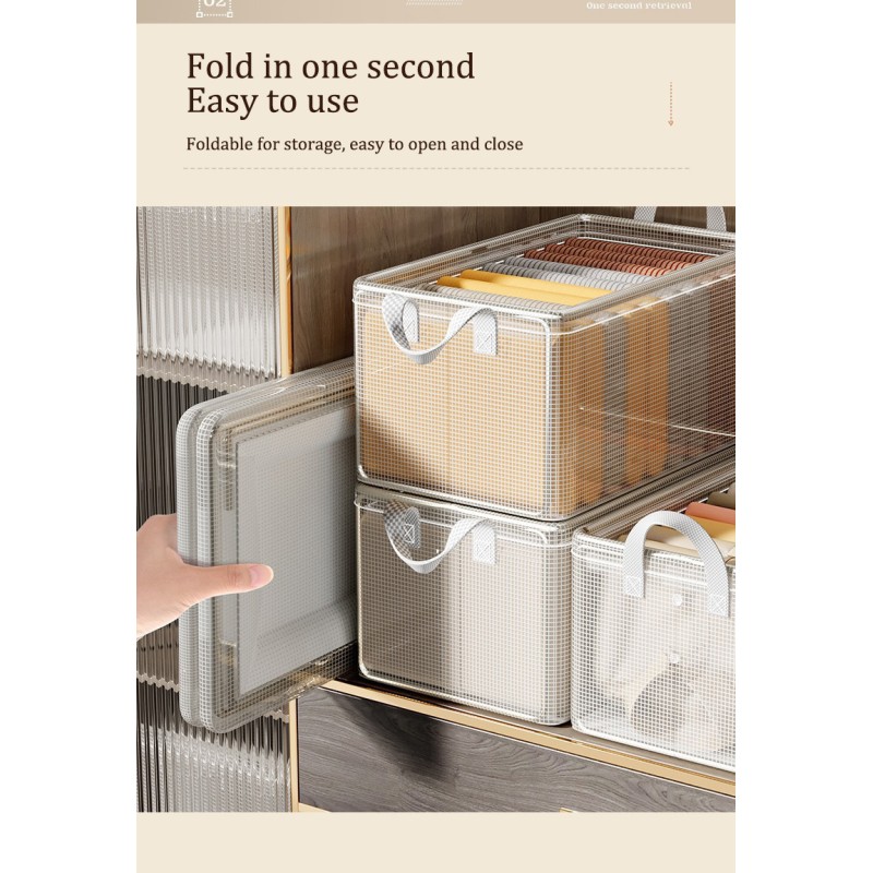 Transparent Pvc Clothing Storage Box with Handle, Drawer-Type Pants Storage Box with Lid