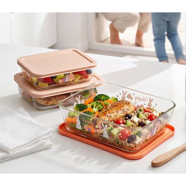 IKOO Freezer Safe Custom Glass Food Container with Christmas Design and Customizable Options