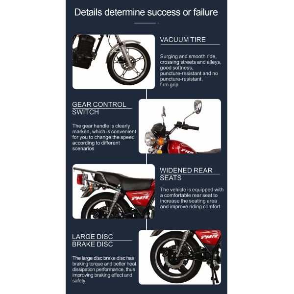 72V 32Ah Lithium Iron Phosphate Battery Electric Motorcycle with 2000W Hub Motor and 70-80 km Range