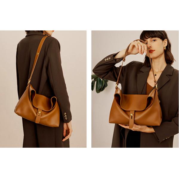 31cm Womens Leather Bag Fake Real Leather Hasp Closure