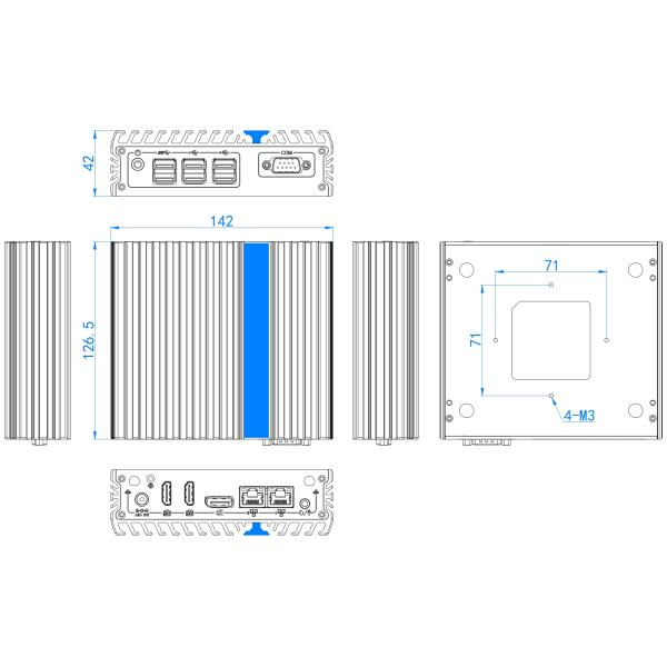 J3710 Трипл дисплей 2 HDMI DP Dual Lan Mini Pc для цифровой вывески