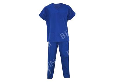 Fashion Navy Short Sleeve Mens Fitted Scrubs , Safety Workwear Clothing Anti Pilling
