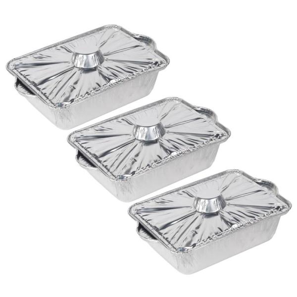 3-Pack Disposable Aluminum Barbecue Containers for Grilling and Baking Food Foil Pot
