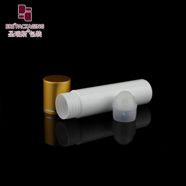 SRS packaging white color round shape empty cosmetic 30ml plastic roll on bottle
